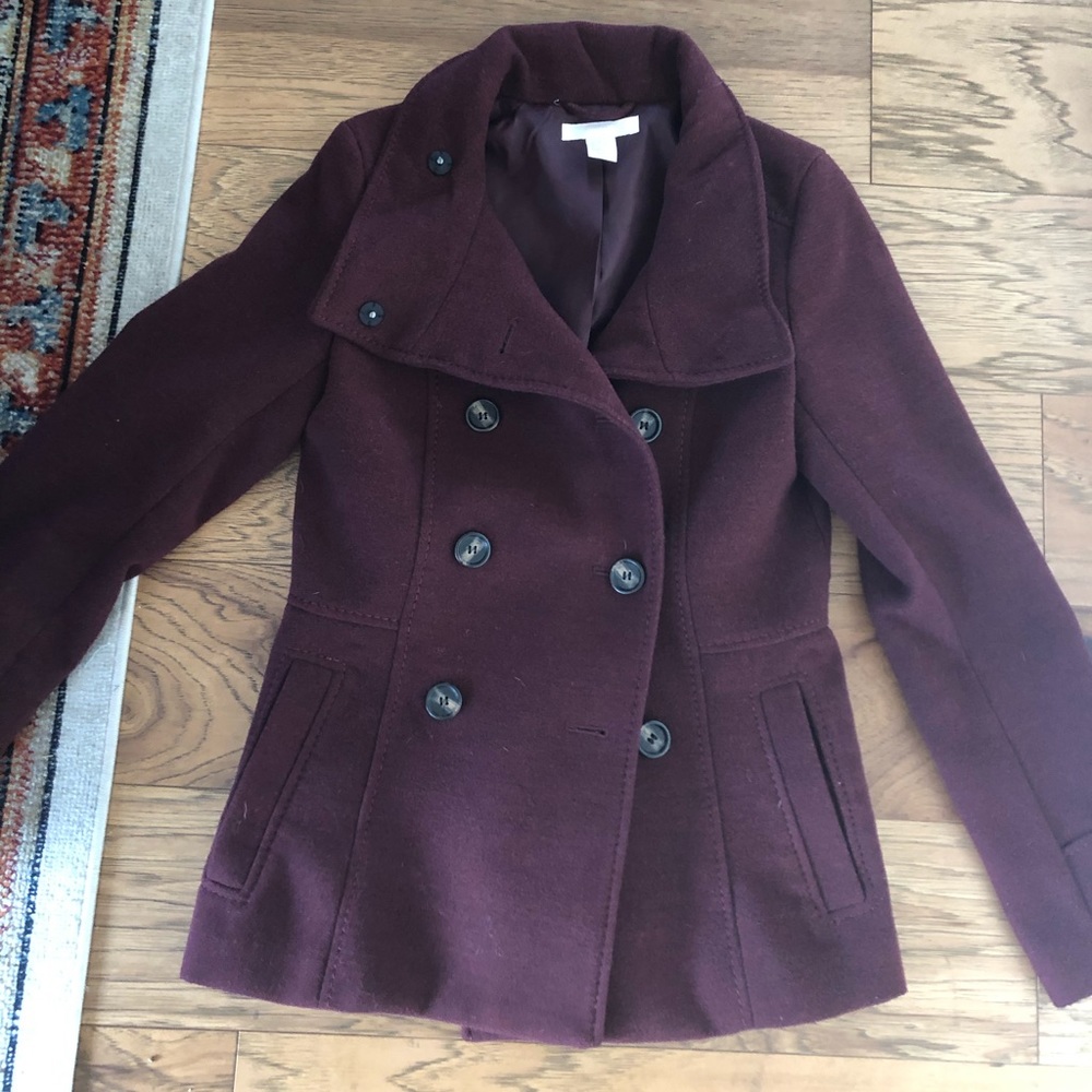 H&M burgundy pea coat